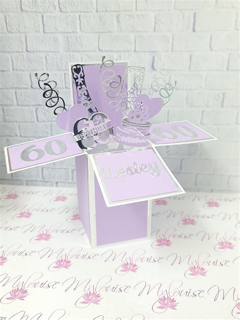 Personalised 60th Birthday Card Lavender Pop Up Happy 60th Birthday