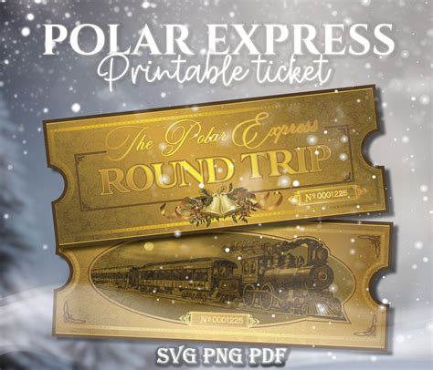 Printable Polar Express Ticket 8" X 3" PDF, Christmas Train, Digital