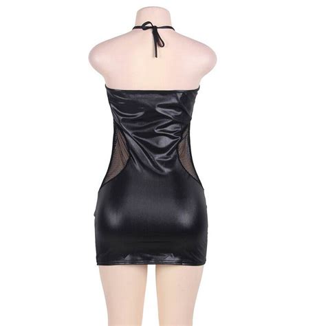 Zwart Leatherlook Jurkje Met Sensuele Bandjes Stijlvol Sexy Lingerie