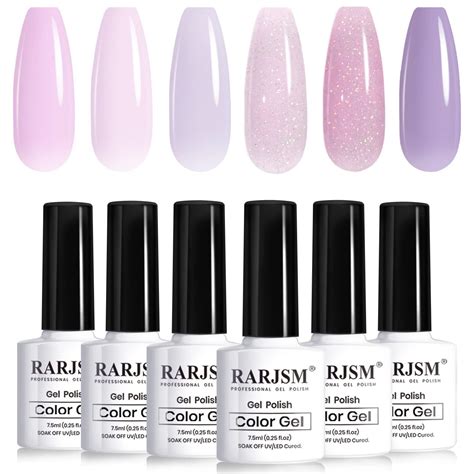 Rarjsm Nude Gel Nail Polish Purple Glitter Pcs Set Ml Jelly Shimmery Sheer Violet Nail Gel