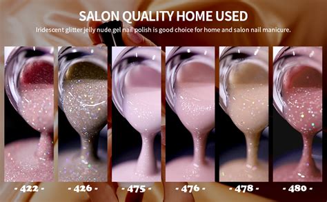 Amazon Rarjsm Nail Polish Nude Glitter Rose Pink Jelly Shimmery Iridescent Rainbow Pigments