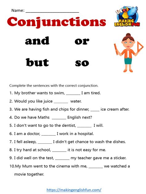 conjunctions worksheets