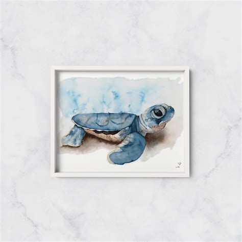 Baby Sea Turtle Watercolour Painting Art Print Baby Turtle - Etsy Canada