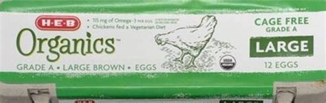 Heb Organics Cage Free Grade A Large Brown Eggs - 50 g, Nutrition ...