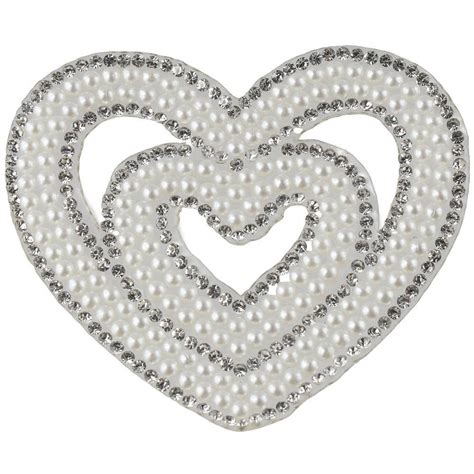 Pcs Rhinestone Double Heart Shape Iron On Patch Hat Applique