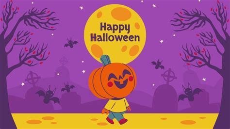 Customize this Flat Gradient Halloween Pattern Desktop Wallpaper ready ...