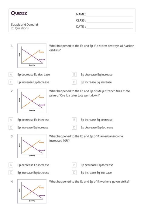 Free Supply and Demand Worksheets - Practice and Activities ...