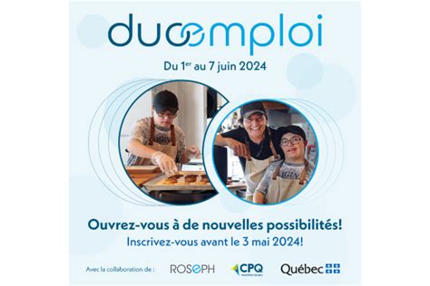 Participez à DuoEmploi du 1er au 7 juin 2024 Équite diversité