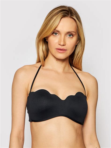 Seafolly Bikini Oberteil Petal Edge Bandeau Bustier Schwarz