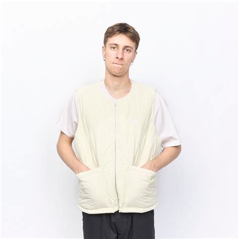 Stussy Diamond Quilted Vest Cream Milk Store