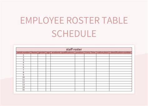 Free Employee Roster Templates For Google Sheets And Microsoft Excel - Slidesdocs