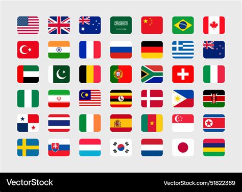 Set of world country national flag Royalty Free Vector Image