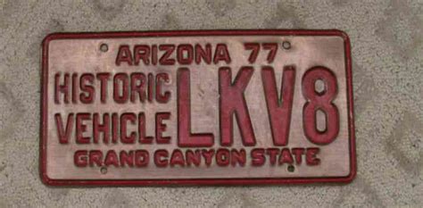 Arizona Historic Vehicle Copper License Plate Lkv8