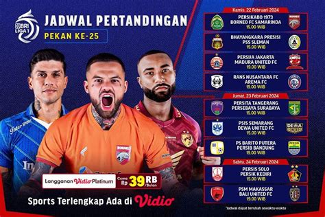 Jadwal Siaran Langsung BRI Liga 1 2023 2024 Pekan Ke 25 Di Vidio 22 24