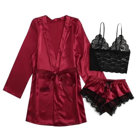 Pyjamas en satin de soie femmes chemise nuit lingerie robes sous vêtements vêtements sexy