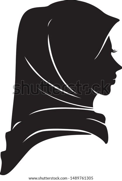 Beautiful Muslim Woman Black Hijab Silhouette Stock Vector Royalty