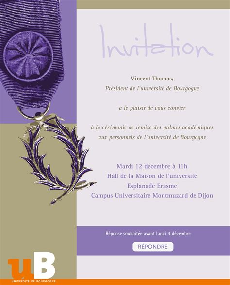 Invitation palmes académiques 2023 Université de Bourgogne