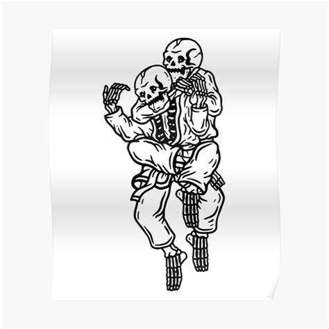 Jiu Jitsu Skeleton Rear Naked Choke Poster By Jiujitsuclan Redbubble