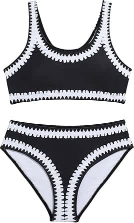 Amazon Shenhe Girl S Piece Swimsuits Colorblock Scoop Neck Vacation Bikini Set Clothing