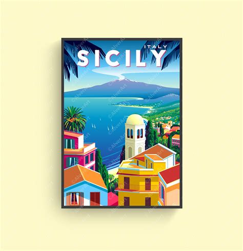 italy poster sicily poster italy print sicily wall art etsy