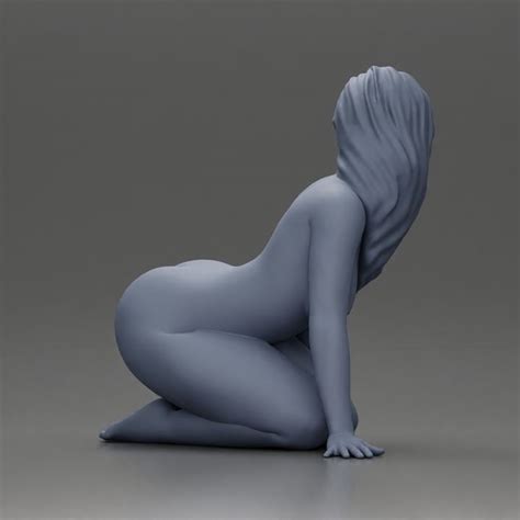 D Printable Naked Woman Kneeling Pin Up Pose On The Beach By DGeschaft Miniatures Figures