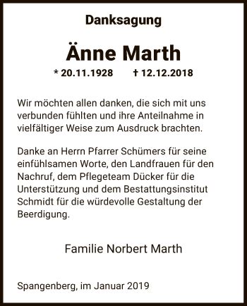 Traueranzeigen Von Nne Marth Trauer Hna De