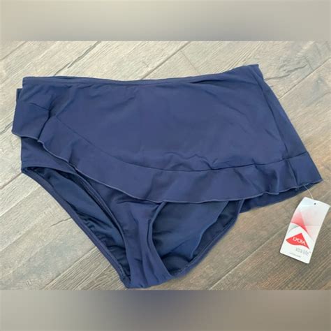 Lands End Swim Lands End New Navy Blue Ruffle Mini Skirted Bikini Tankini Bottom Swimsuit