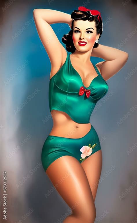 Pin Up Girl Generated By Ai A Beautiful Woman In A Bikini Vintage Style Ilustra O Do Stock