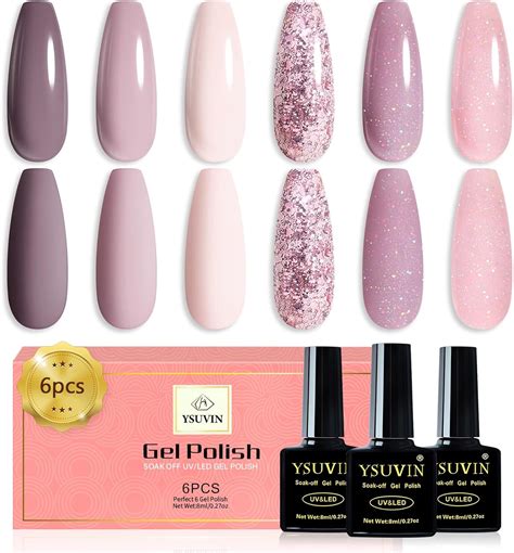 Ysuvin Vernis Semi Permanent Rose Nude Couleurs Paillet Rose P Le