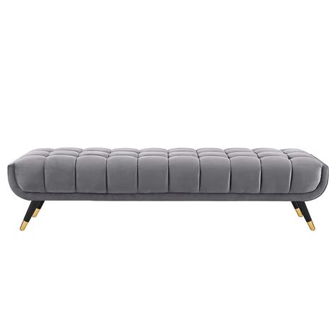 Modway Adept Performance Velvet Bench In Gray