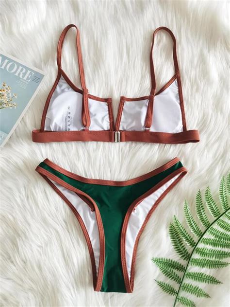 Color Block Contrast Binding Bikini Swimsuit Shein