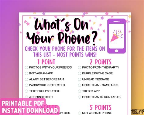 What s on your phone birthday game birthday game for her adult birthday