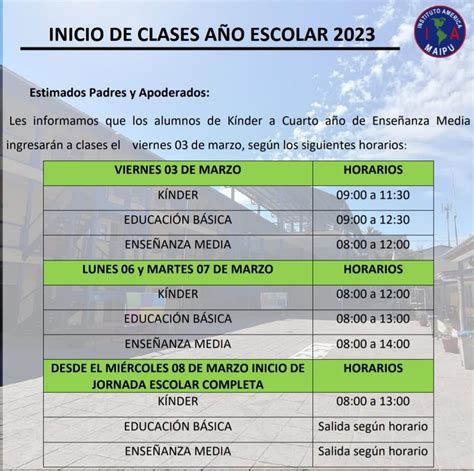 Inicio De Clases A O Escolar Colegio Instituto Am Rica Maip