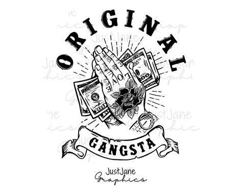 Original Gangster Tattooed Hands Holding Money Stack Hundred Dollar