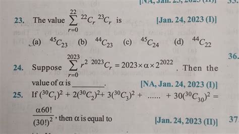 JEE 2023 BINOMIAL THEOREM ALL PYQ S For JEE MAINS JAN APR 2023 BY VC