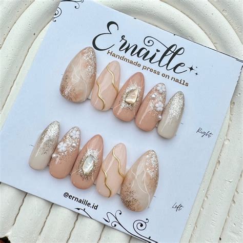 Jual Nude Stone Press On Nails Kuku Palsu Nude Nail Art Shopee Indonesia