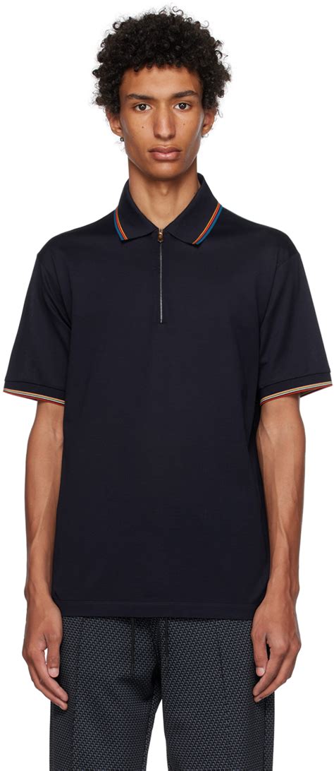 Navy Stripe Polo By Paul Smith On Sale