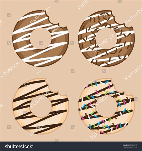 Donut Bite Mark Set Vector Illustration Stock Vector Royalty Free