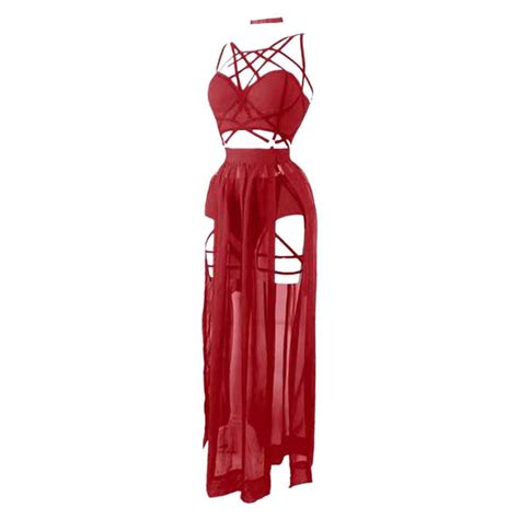 Yuhangmm Women S Three Piece Dresses With Straps And Padded Skirts Lingerie Plus Size Lingerie