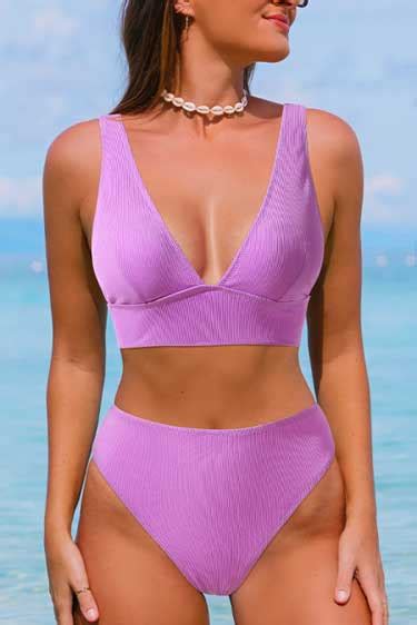 Solid Tall Tri Purple Bikini Set Bikinis Only