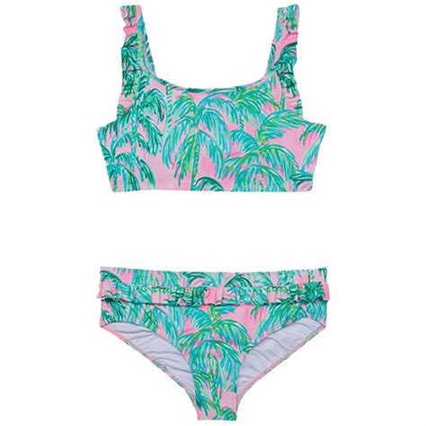 Lilly Pulitzer Swim Lilly Pulitzer Janessa Bikini Set Pink Blossom Suite Views Ruffle Girls