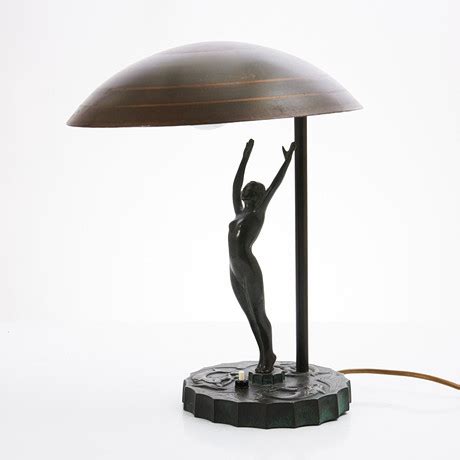 BORDSLAMPA 1920 30 tal Art Deco grönpatinerad metall fotplatta med