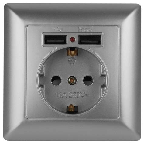 Розетка с USB Intro Solo 4-410-03 с заземлением со шторкой скрытой ...