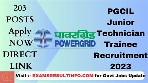 Pgcil Junior Technician Trainee Recruitment Posts Apply Now