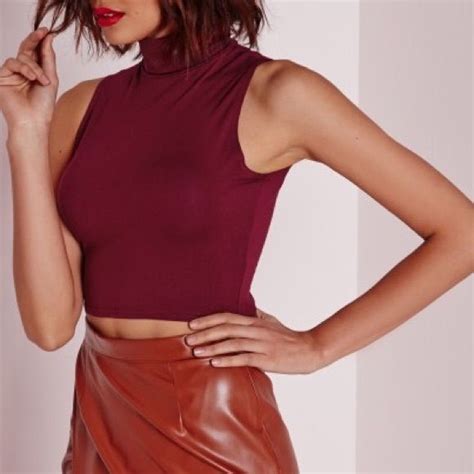 Sleeveless Ribbed Burgundy Turtleneck Clothes Design Turtle Neck