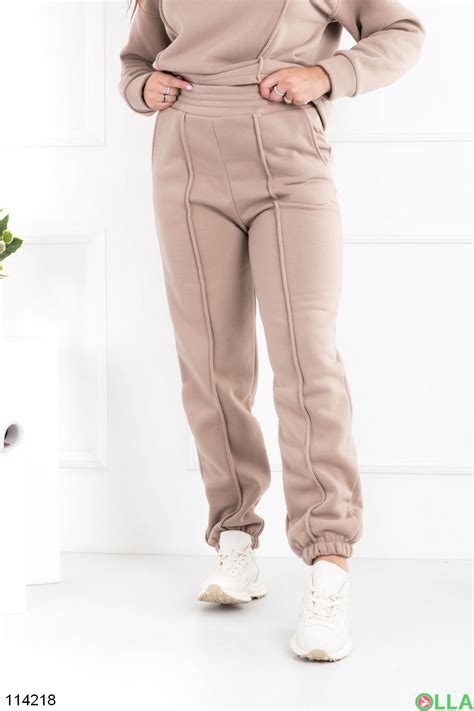 Женский бежевый спортивный костюм на флисе И-0915-4 - купить недорого в ...