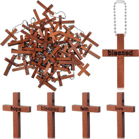 100 Dijes De Cruz De Madera Natural De 4 Estilos Para Hacer Joyas