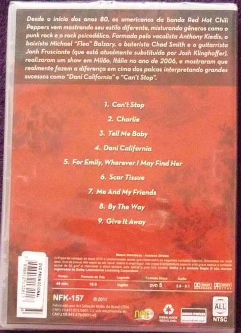 Dvd Red Hot Chili Peppers Live In Milan R Em Mercado Livre