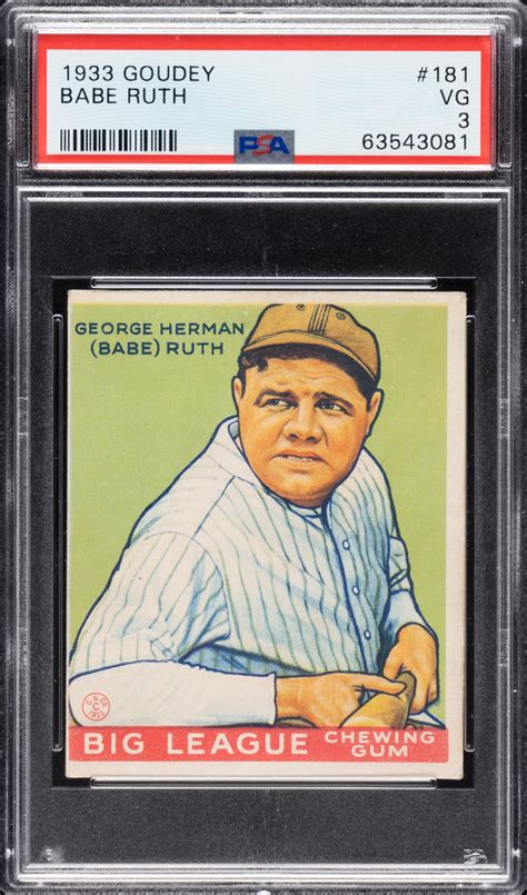 1933 R319 Goudey 181 Babe Ruth PSA VG 3 REA Archive