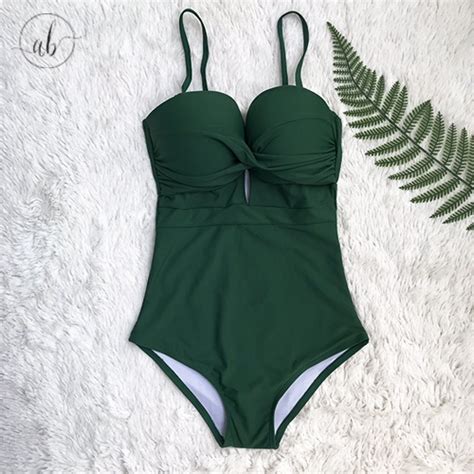 Mua Đồ bơi nữ bikini mảnh liền thân màu xanh lá tôn da cúp ngực cho vòng quyến rũ đẹp